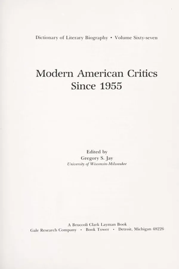 Capa de Modern American critics since 1955