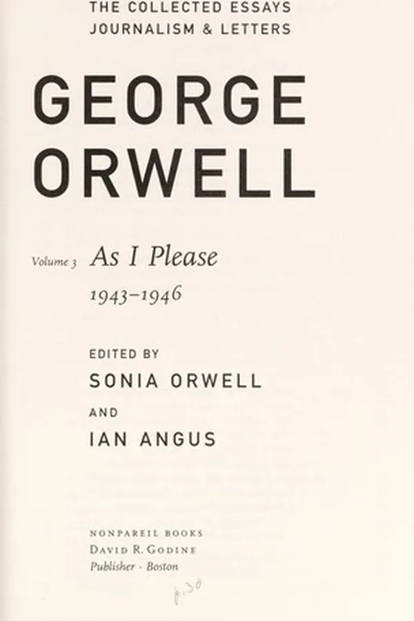 Capa de The Collected Essays, Journalism and Letters of George Orwell