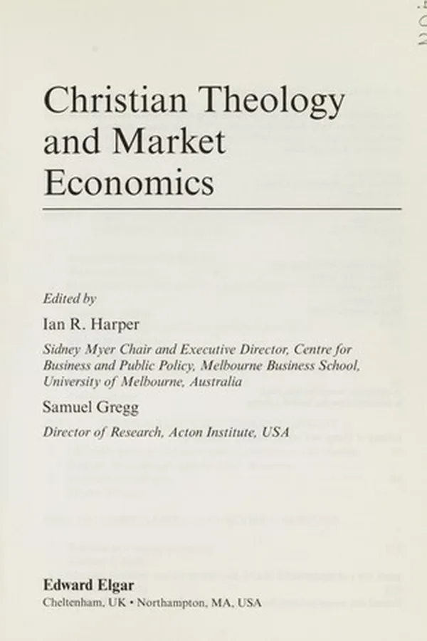 Capa de Christian theology and market economics