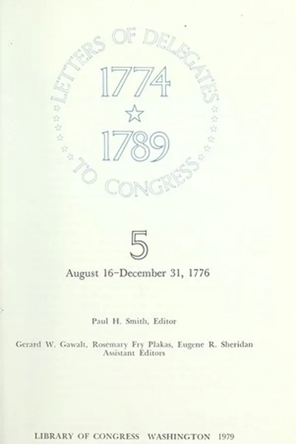 Capa de Letters of delegates to Congress, 1774-1789