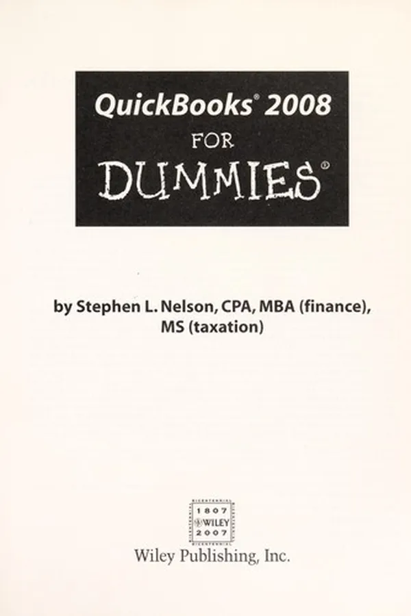 Capa de Quickbooks 2008 for dummies