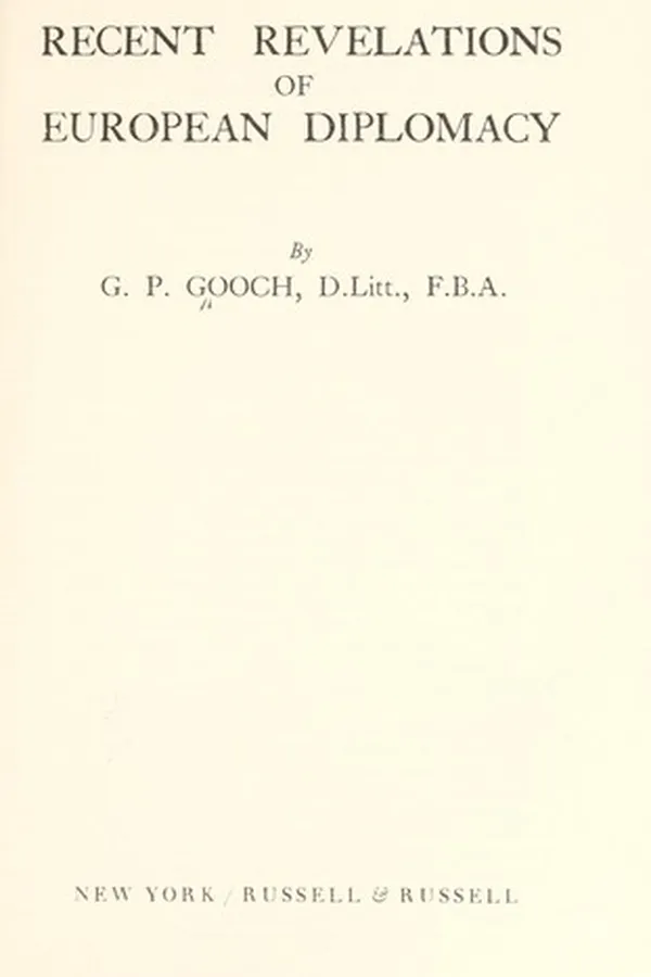 Capa de Recent revelations of European diplomacy
