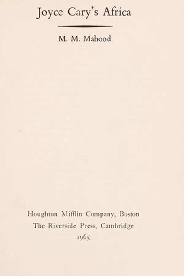 Capa de Joyce Cary's Africa