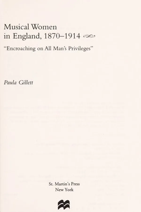 Capa de Musical women in England, 1870-1914
