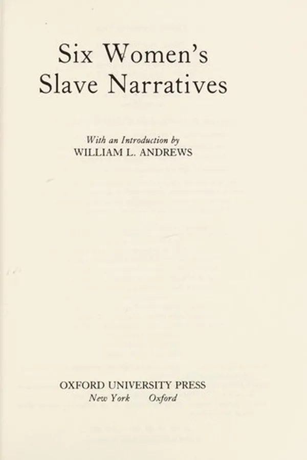 Capa de Six Women's Slave Narratives