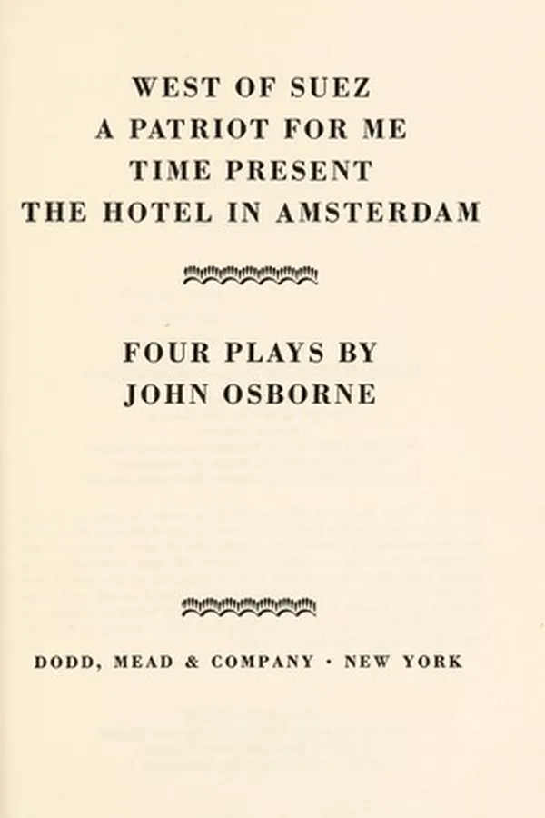 Capa de West of Suez. A patriot for me. Time present. The hotel in Amsterdam