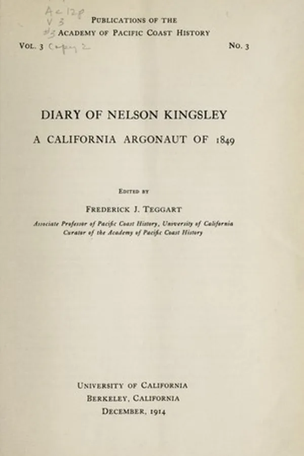 Capa de Diary of Nelson Kingsley, a California argonaut of 1849