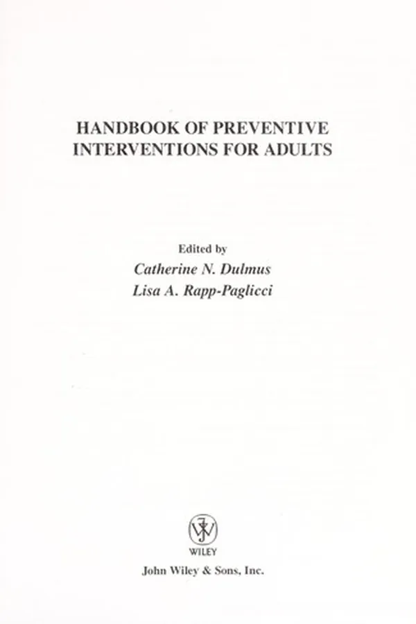 Capa de Handbook of preventive interventions for adults