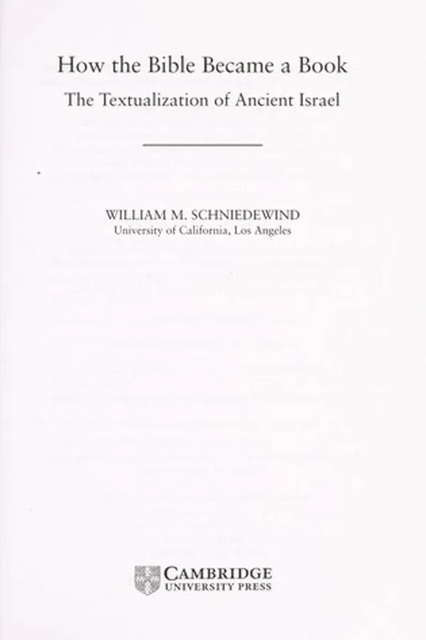 Capa de HOW THE BIBLE BECAME A BOOK: THE TEXTUALIZATION OF ANCIENT ISRAEL