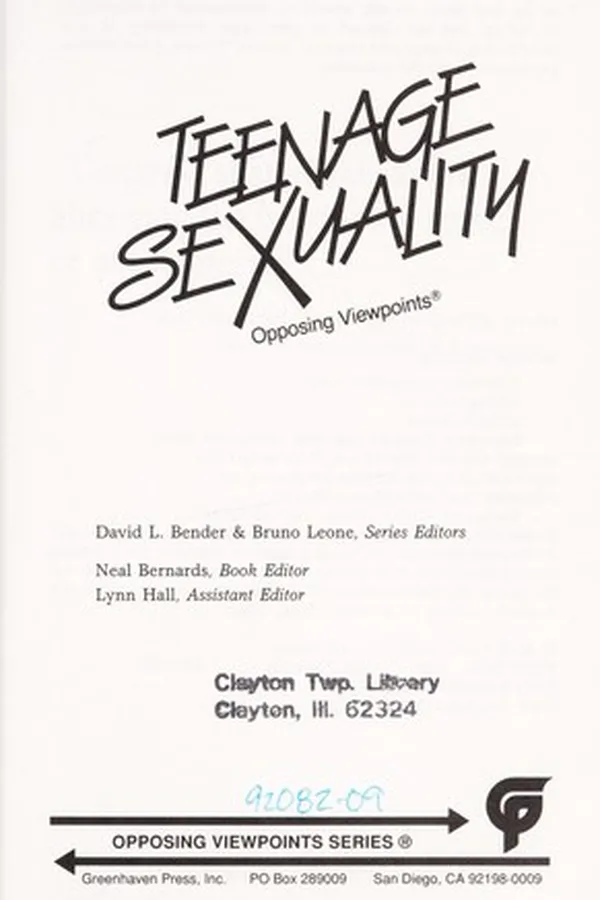 Capa de Teenage sexuality