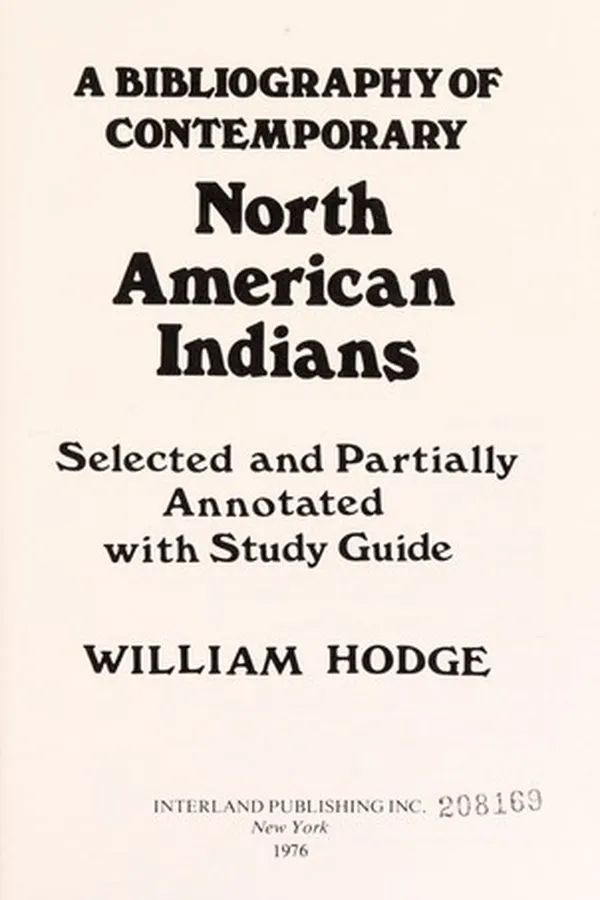 Capa de A bibliography of contemporary north American Indians