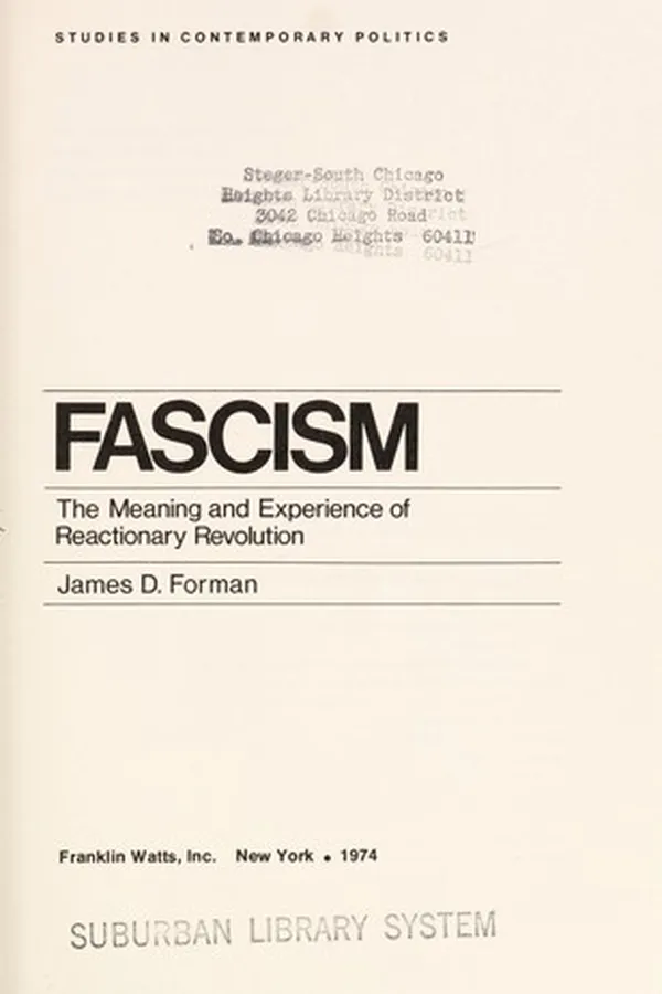 Capa de Fascism; the meaning and experience of reactionary revolution