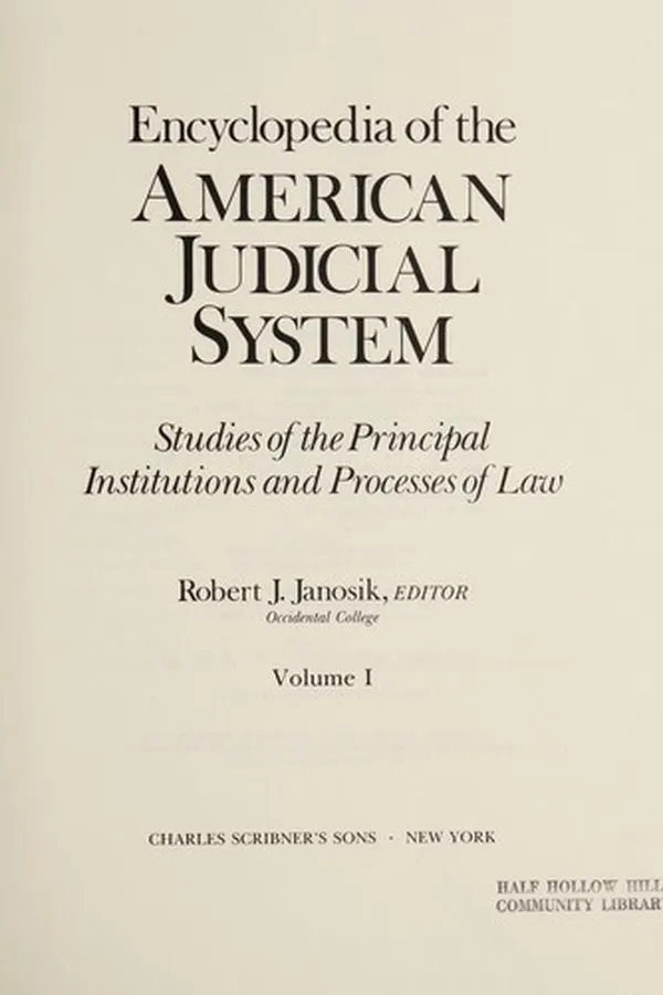 Capa de Encyclopedia of the American Judicial System: Studies of the Principal Institutions, Set 3 vols
