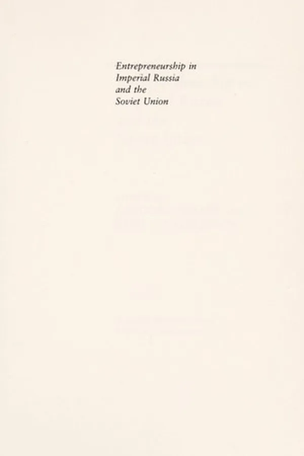 Capa de Entrepreneurship in Imperial Russia and the Soviet Union