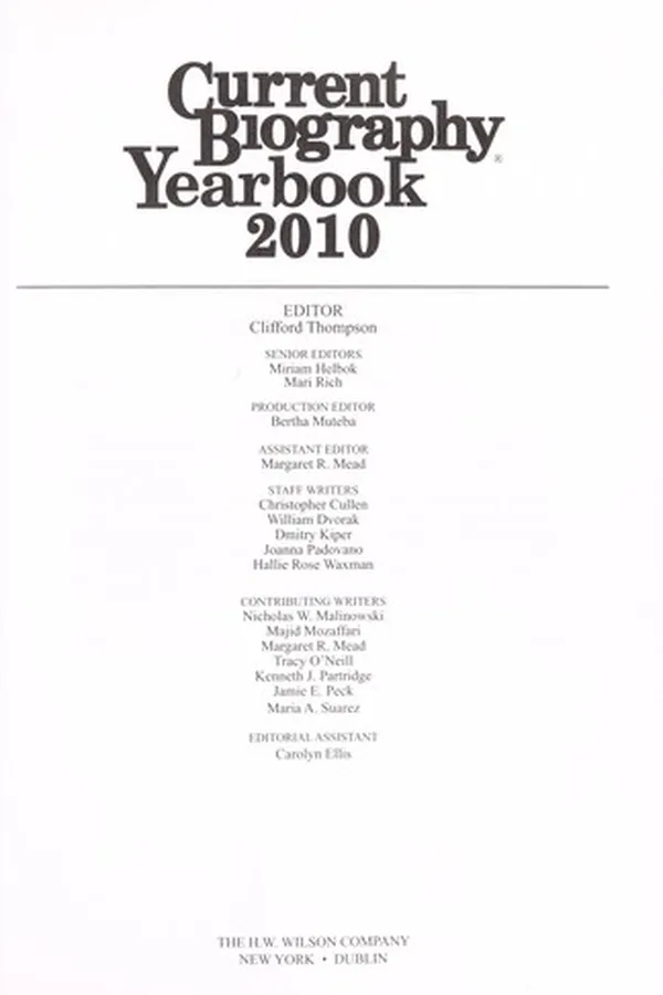 Capa de Current biography yearbook 2010