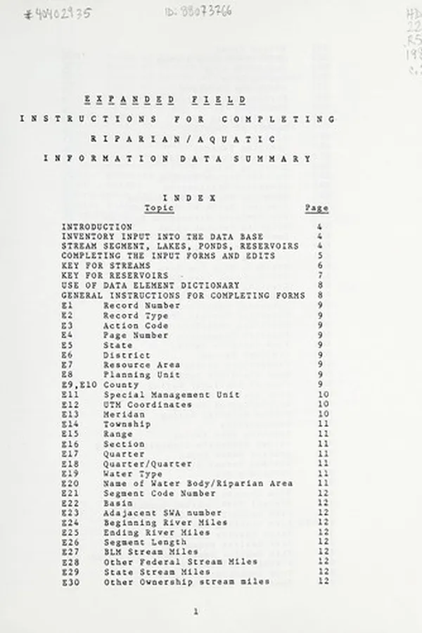 Capa de Riparian aquatic information data summary