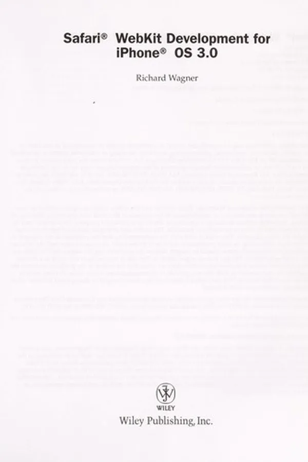 Capa de Safari® and WebKit Development for iPhone® OS 3.0