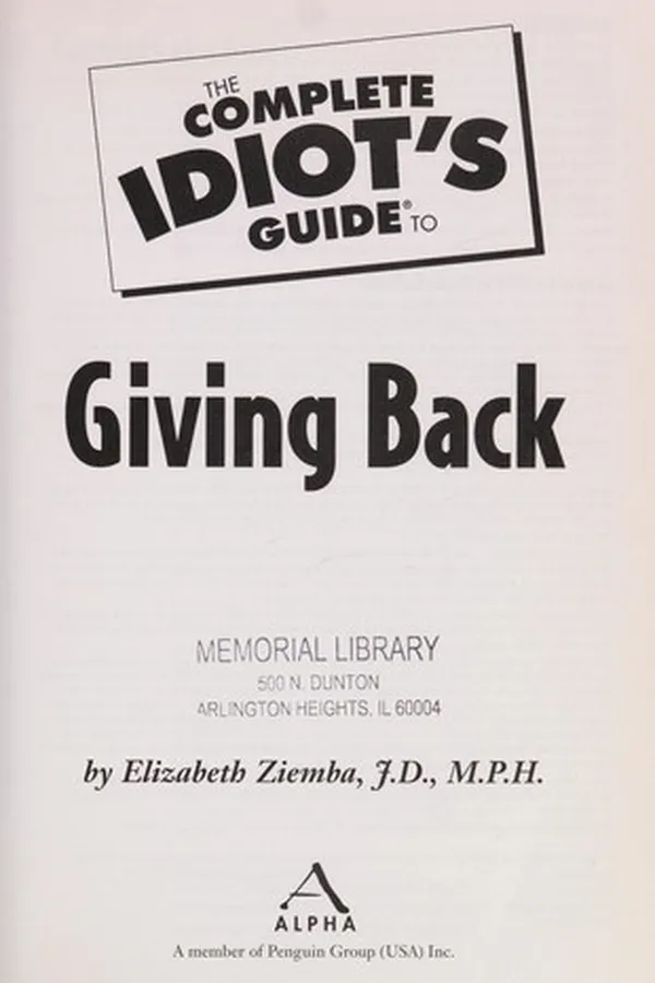 Capa de The complete idiot's guide to giving back