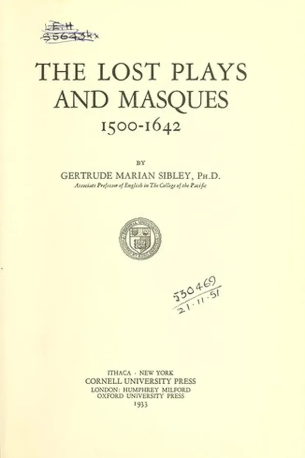 Capa de The lost plays and masques, 1500-1642