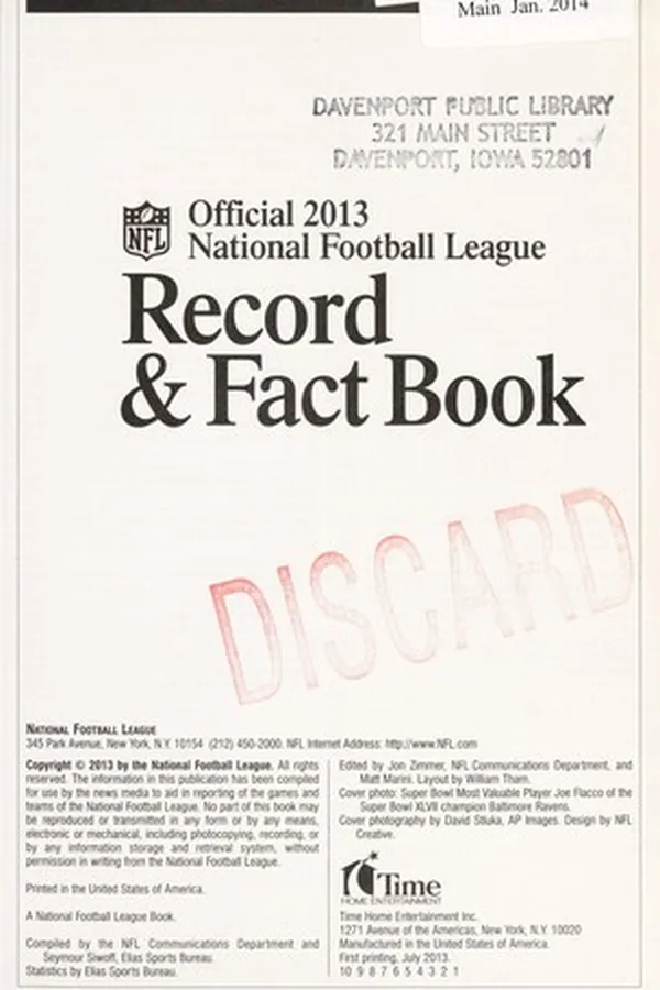 Capa de Official 2013 National Football League record & fact book