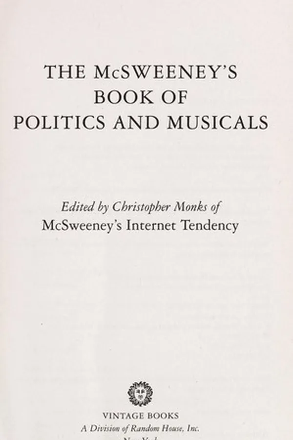 Capa de The McSweeney's book of politics and musicals