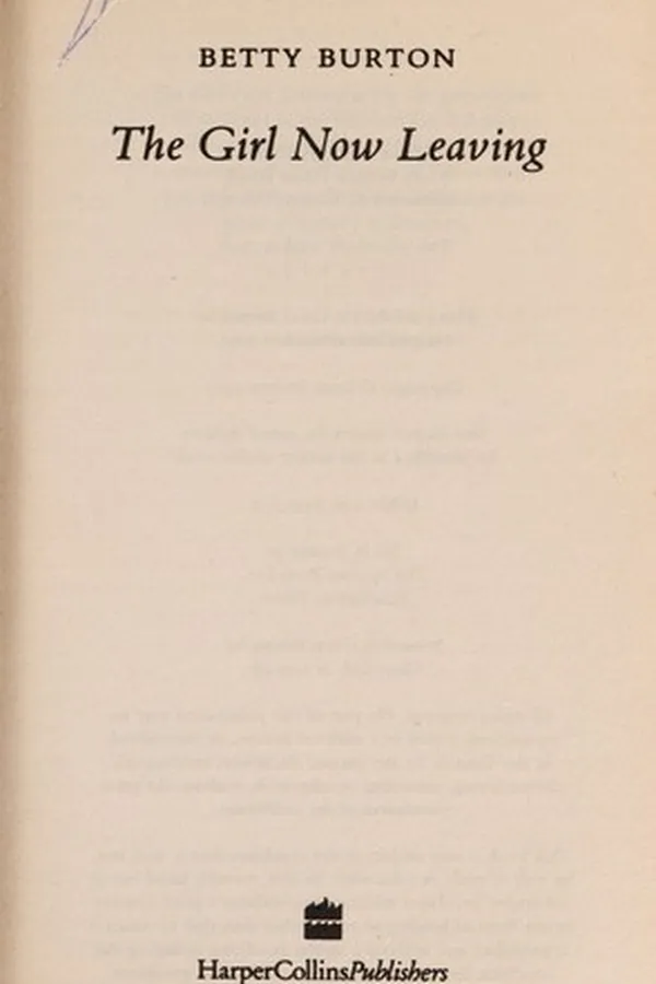 Capa de The girl now leaving