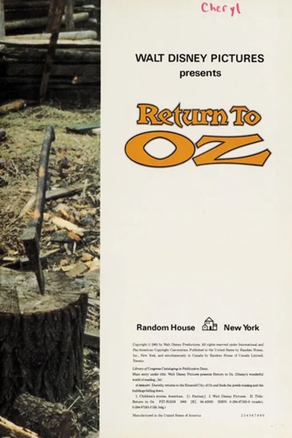 Capa de Walt Disney Pictures presents Return to Oz