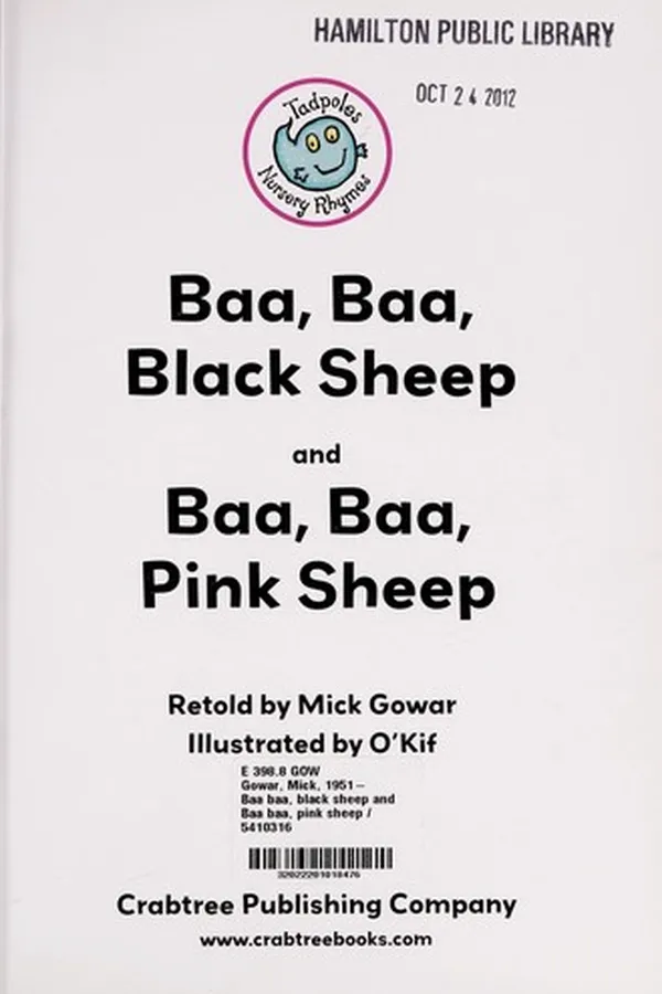 Capa de Baa baa, black sheep and Baa baa, pink sheep