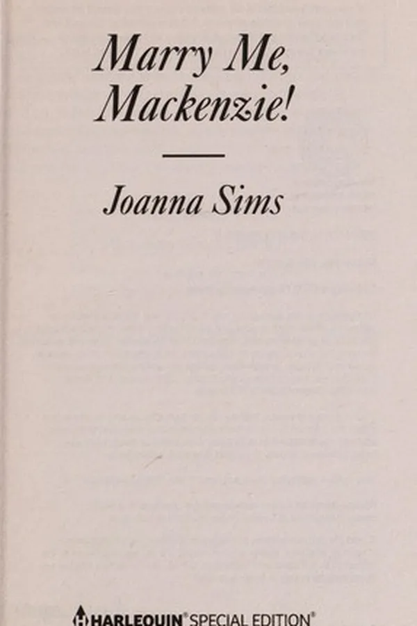 Cover of Marry me, Mackenzie!