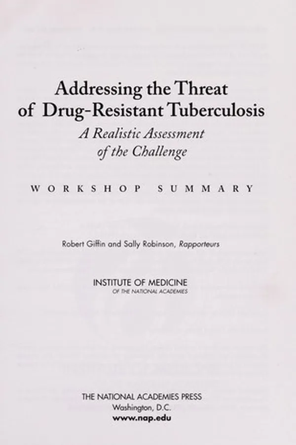 Capa de Addressing the threat of drug-resistant tuberculosis