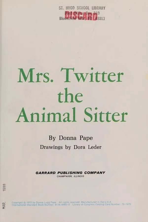 Capa de Mrs. Twitter the animal sitter