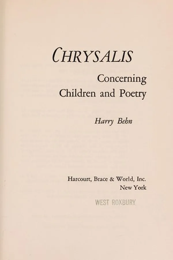 Capa de Chrysalis; concerning children and poetry
