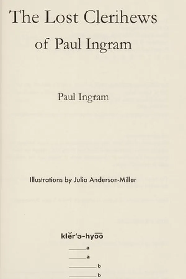 Capa de The lost clerihews of Paul Ingram