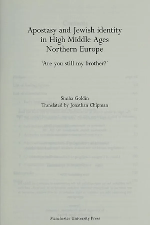 Capa de Apostasy and jewish identity in high middle ages Northern Europe