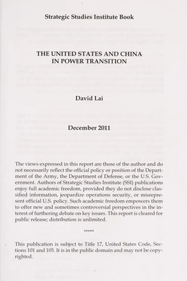 Capa de The United States and China in power transition