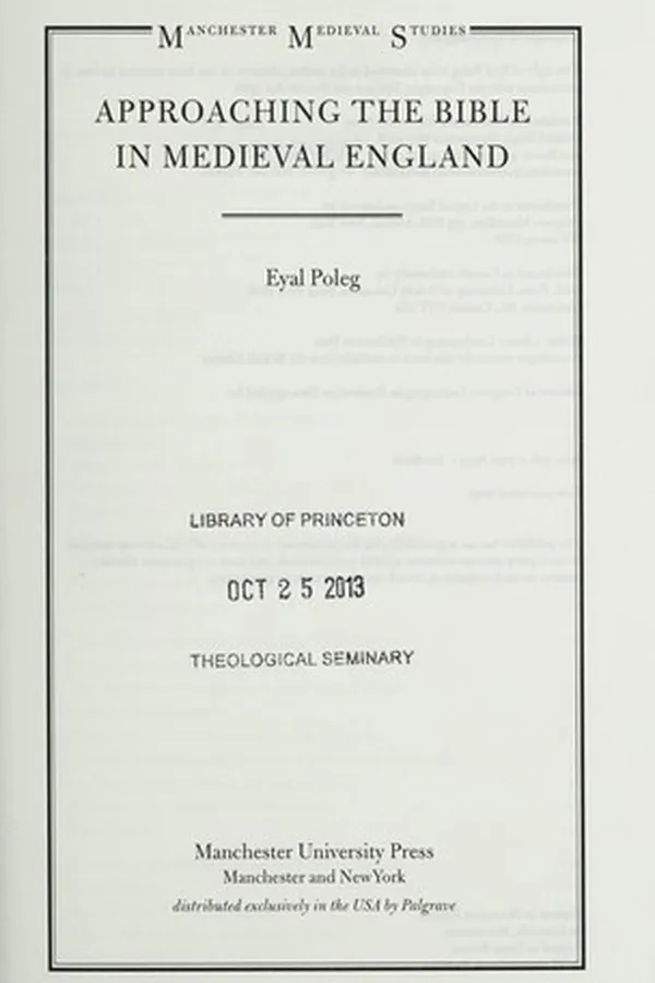 Capa de Approaching the Bible in medieval England