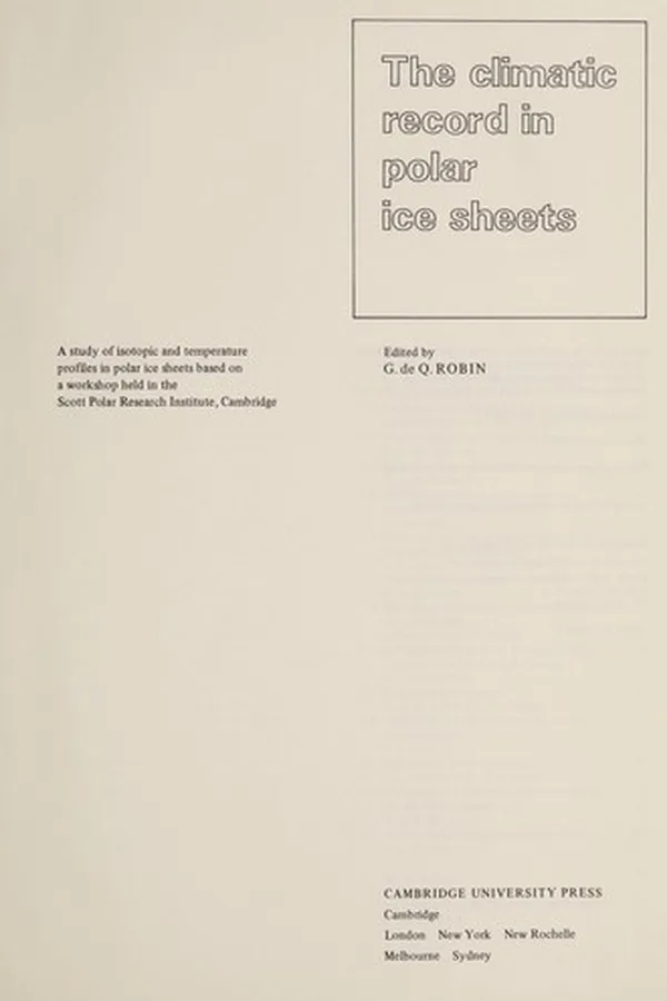 Capa de The Climatic record in polar ice sheets