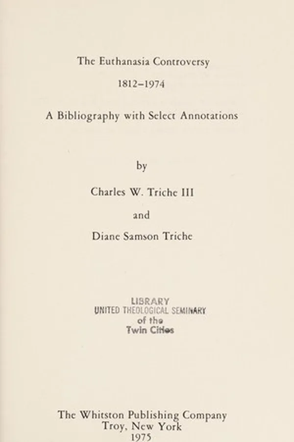 Capa de The euthanasia controversy, 1812-1974