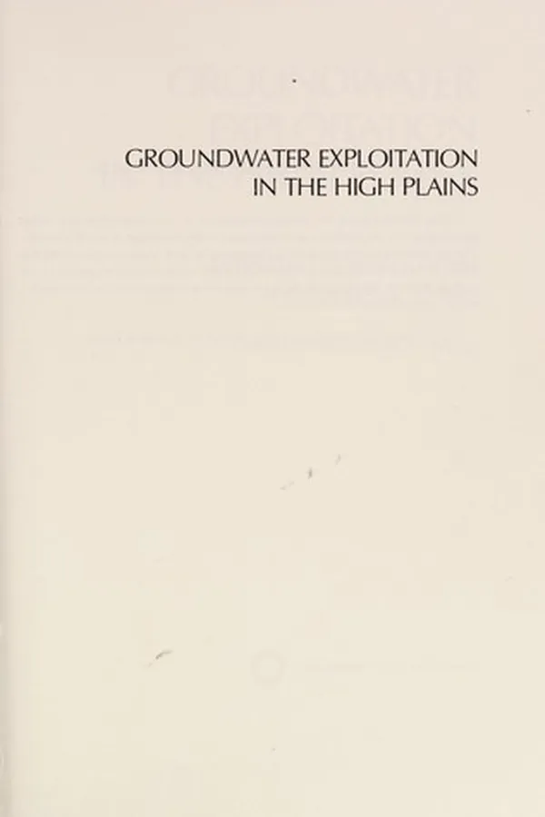 Capa de Groundwater exploitation in the High Plains