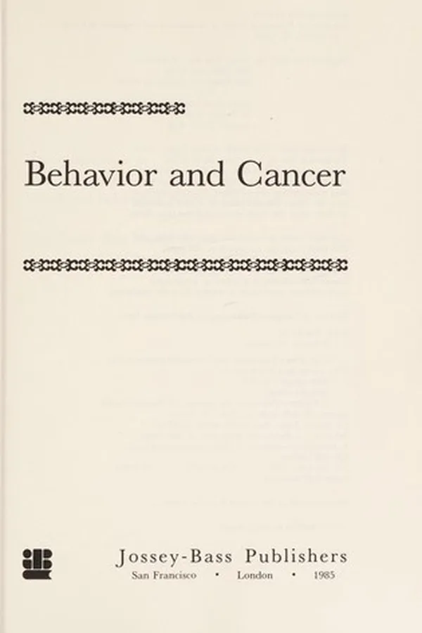 Cover of Behavior and Cancer