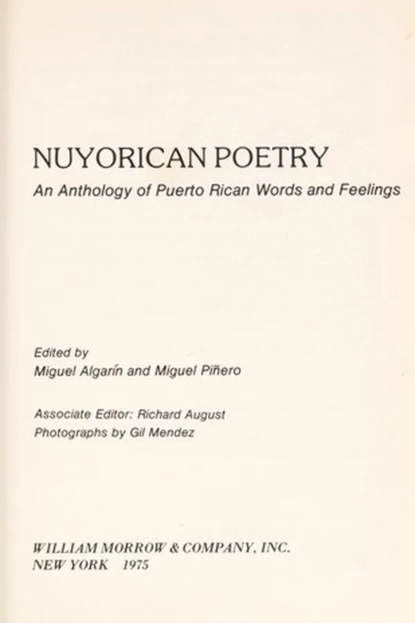 Capa de Nuyorican poetry : an anthology of Puerto Rican words and feelings