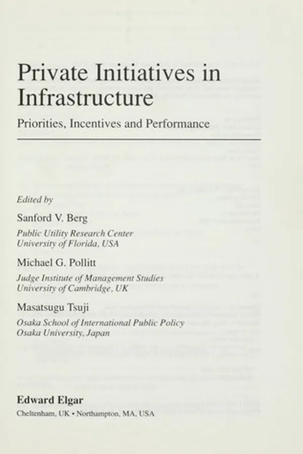 Capa de Private initiatives in infrastructure