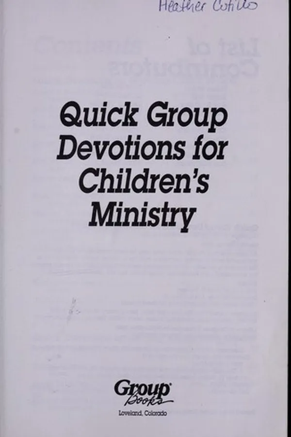 Capa de Quick group devotions for children's ministry