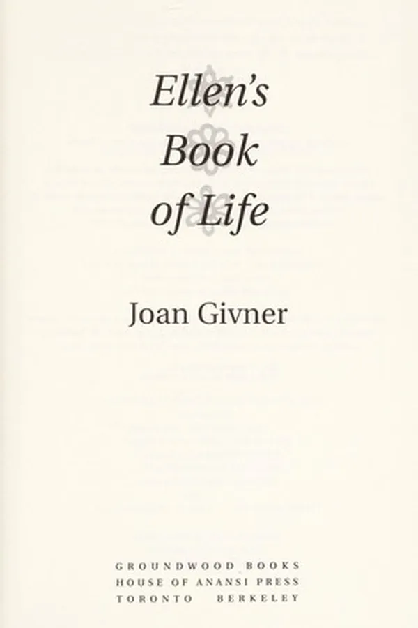 Capa de Ellen's book of life