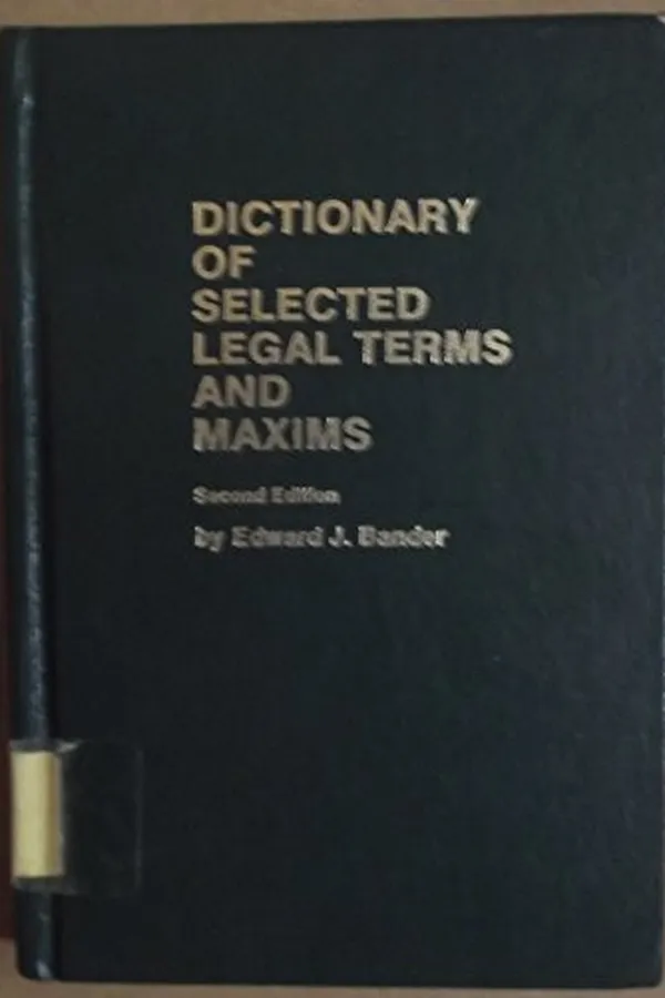 Capa de Dictionary of selected legal terms and maxims