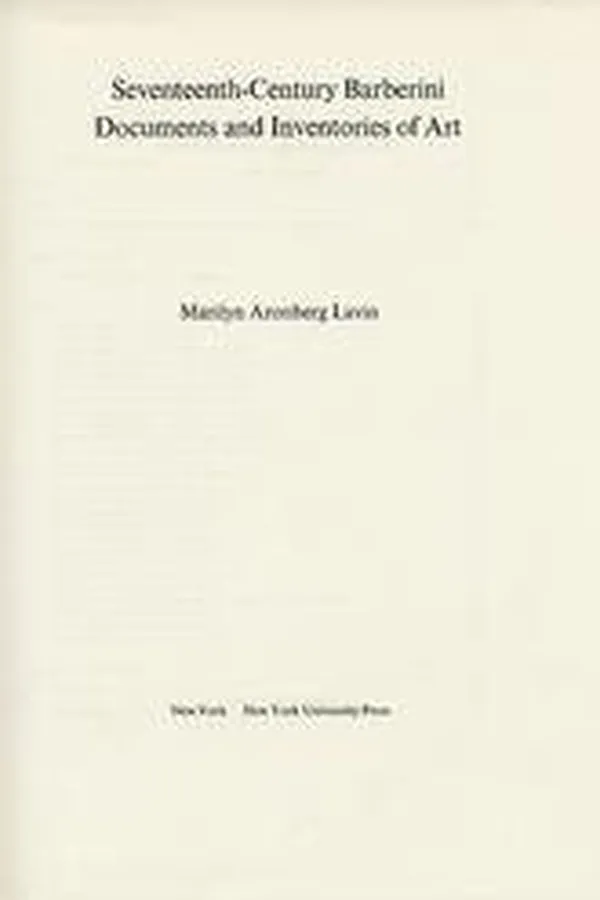Capa de Seventeenth-century Barberini documents and inventories of art