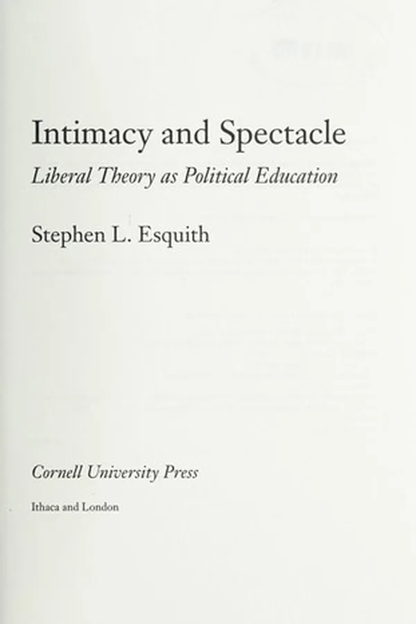 Capa de Intimacy and spectacle