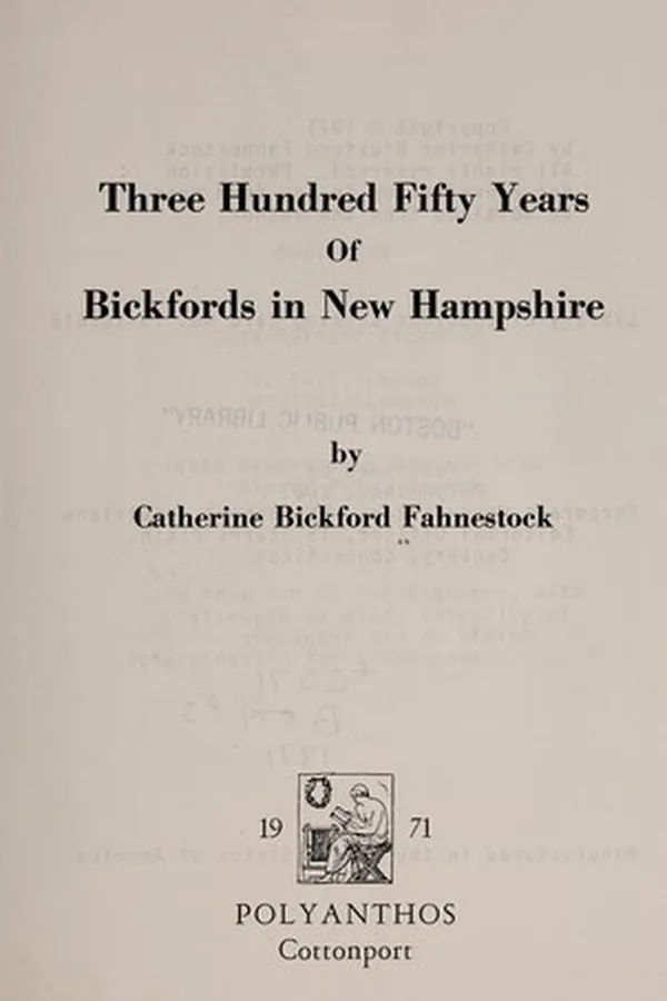 Capa de 350 years of bickfords in new hampshire