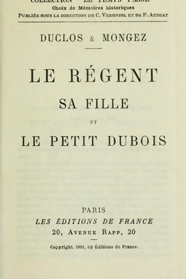 Capa de Le régent, sa fille, et le petit Dubois