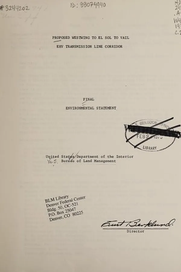 Capa de Proposed Westwing to El Sol to Vail, EHV transmission line corridor